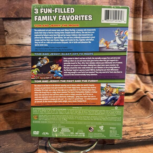 Tom & Jerry 3-Movie DVD Set: The Movie, Blast Off to Mars, Fast & Furry Sealed - Picture 2 of 6